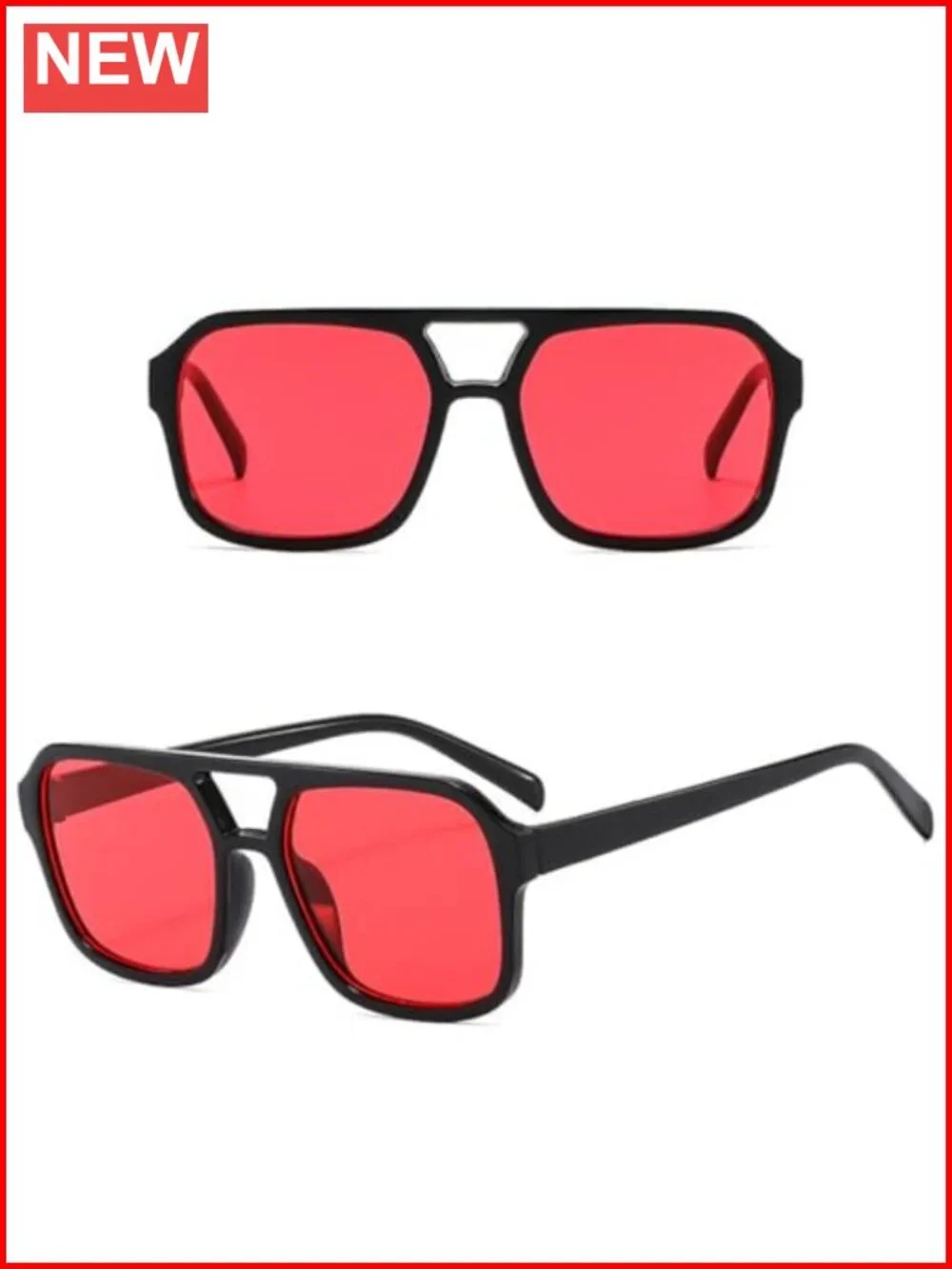 Retro 70s Square Aviator Sunglasses Rectangle Flat Frame Trendy Shades